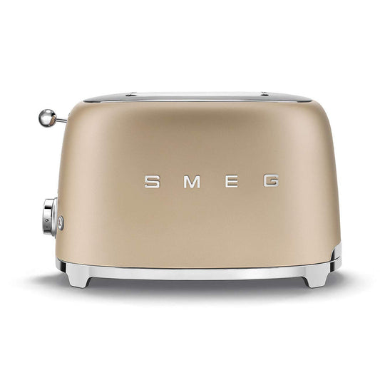 SMEG 2 Slice Toaster with 6 Presets and Defrost Function and Removable Crumb Tray TSF01CHMUS, Matte Champagne