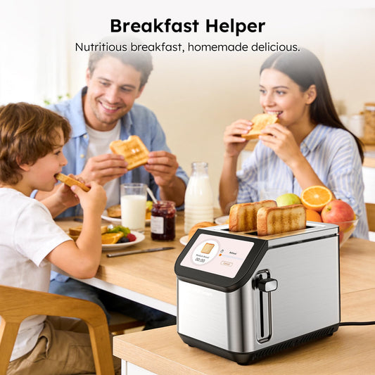 Smart LCD Toaster: 2-slice toaster with touchscreen, 10 bread settings, 6 shades, fast and even toasting.